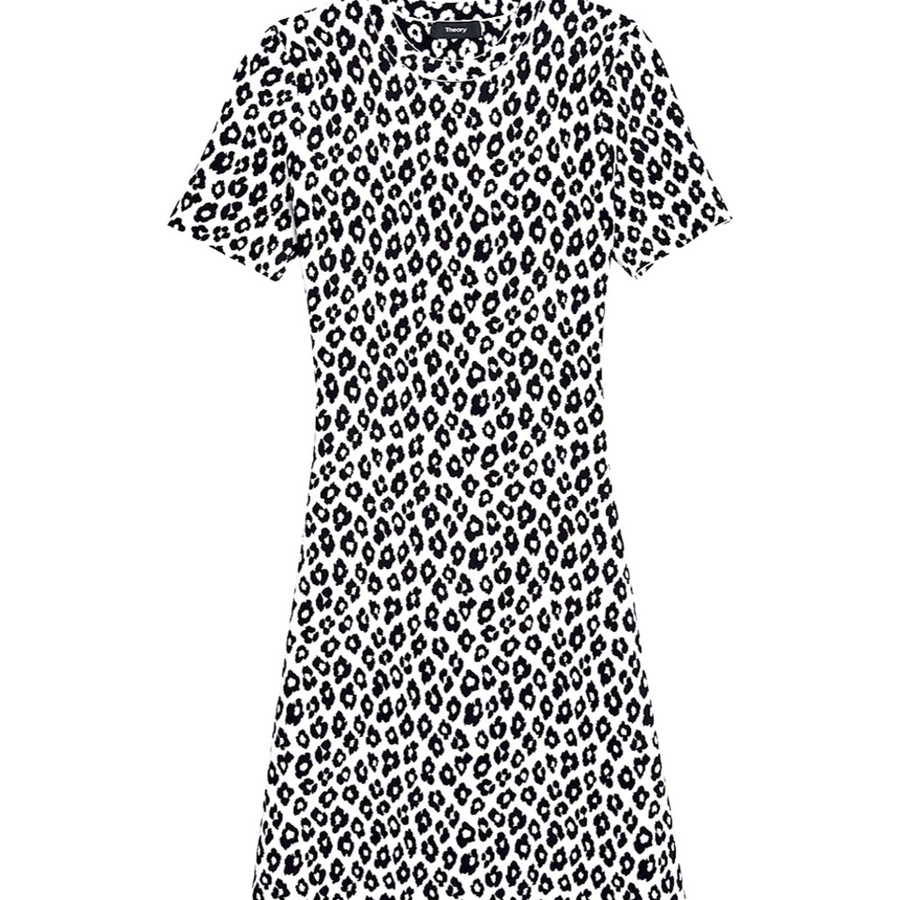 THEORY LEOPARD PRINT JACQUARD DRESS FIT AND FLARE  NEW WITH TAGS SMALL - Picture 2 of 8